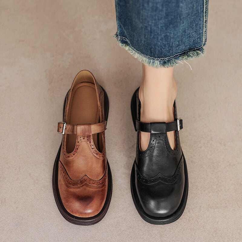 Mara | Scarpe Mary Jane in Pelle con Plateau