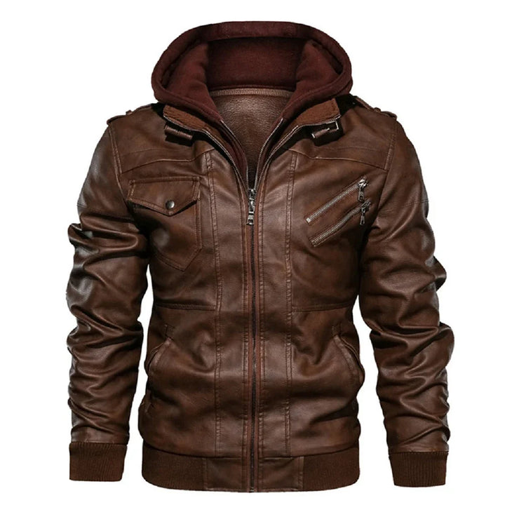 Marcello | Giacca in Pelle Casual Uomo con Cappuccio 1