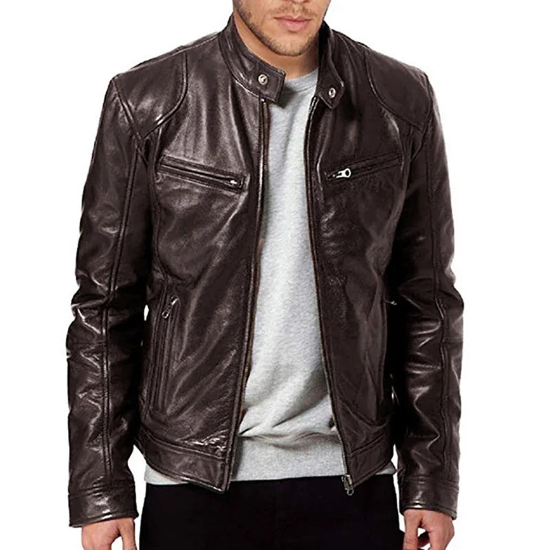 Giacca Uomo in Pelle Slim Fit Casual - Vesarelli