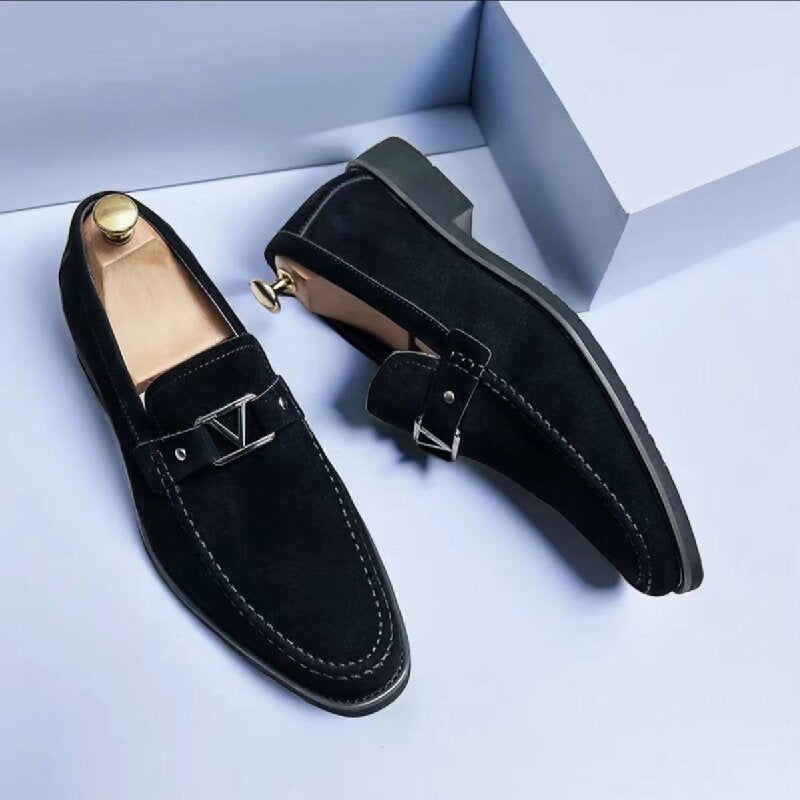 Marco | Uomo Mocassino Scamosciato Slip-On Fibbia Metallica 1