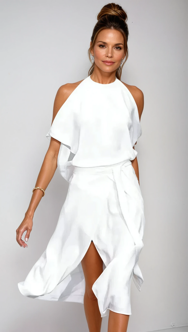 Abito Midi Donna Scollo Halter Elegante - Vesarelli