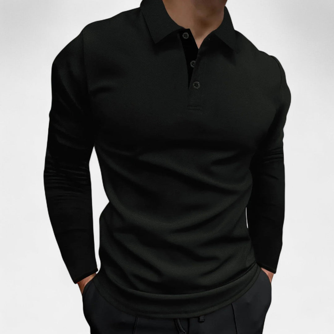 Polo Uomo Maniche Lunghe Tessuto Traspirante Elegante - Vesarelli