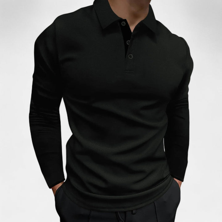 Polo Uomo Maniche Lunghe Tessuto Traspirante Elegante - Vesarelli