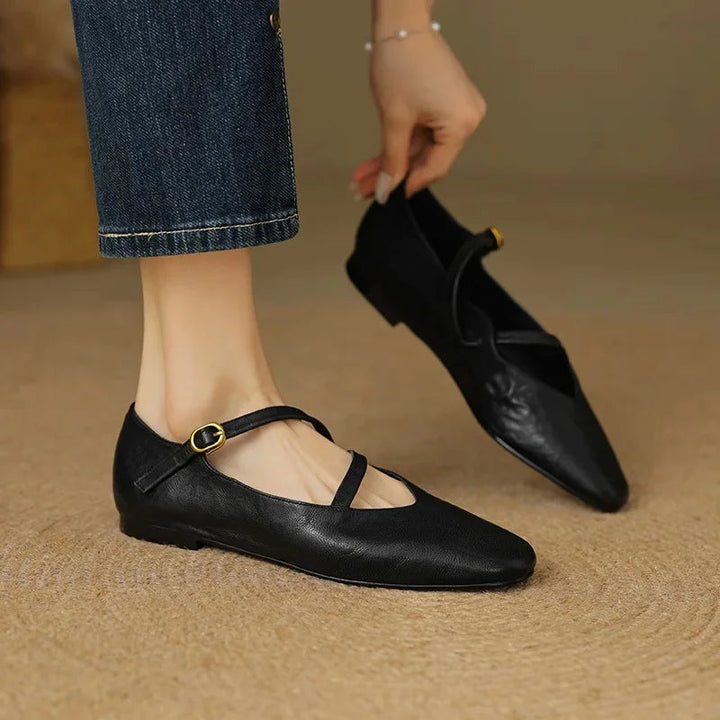 Marjova | Scarpe Donna Mary Jane Piatte in Pelle Cinturini Incrociati 3