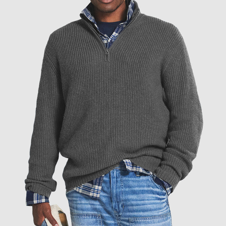 Maglione Uomo Estivo Lavorato a Maglia Cerniera a Un Quarto Heritage - Vesarelli