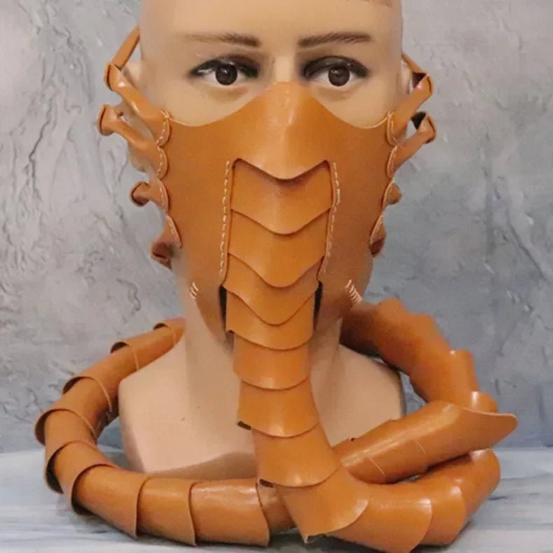 Maschera da insetto spaventosa in gomma horror a mezza faccia - Maschera da alieno per Halloween, costume da scorpione, accessorio per feste e cosplay 1