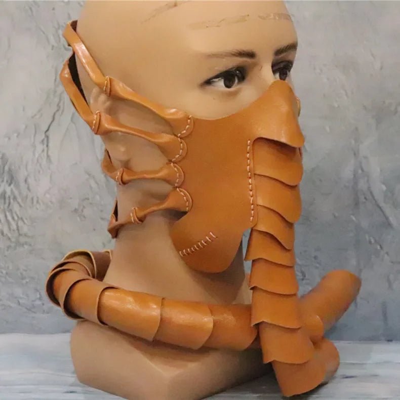 Maschera da insetto spaventosa in gomma horror a mezza faccia - Maschera da alieno per Halloween, costume da scorpione, accessorio per feste e cosplay 3