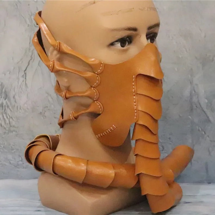 Maschera da insetto spaventosa in gomma horror a mezza faccia - Maschera da alieno per Halloween, costume da scorpione, accessorio per feste e cosplay 3