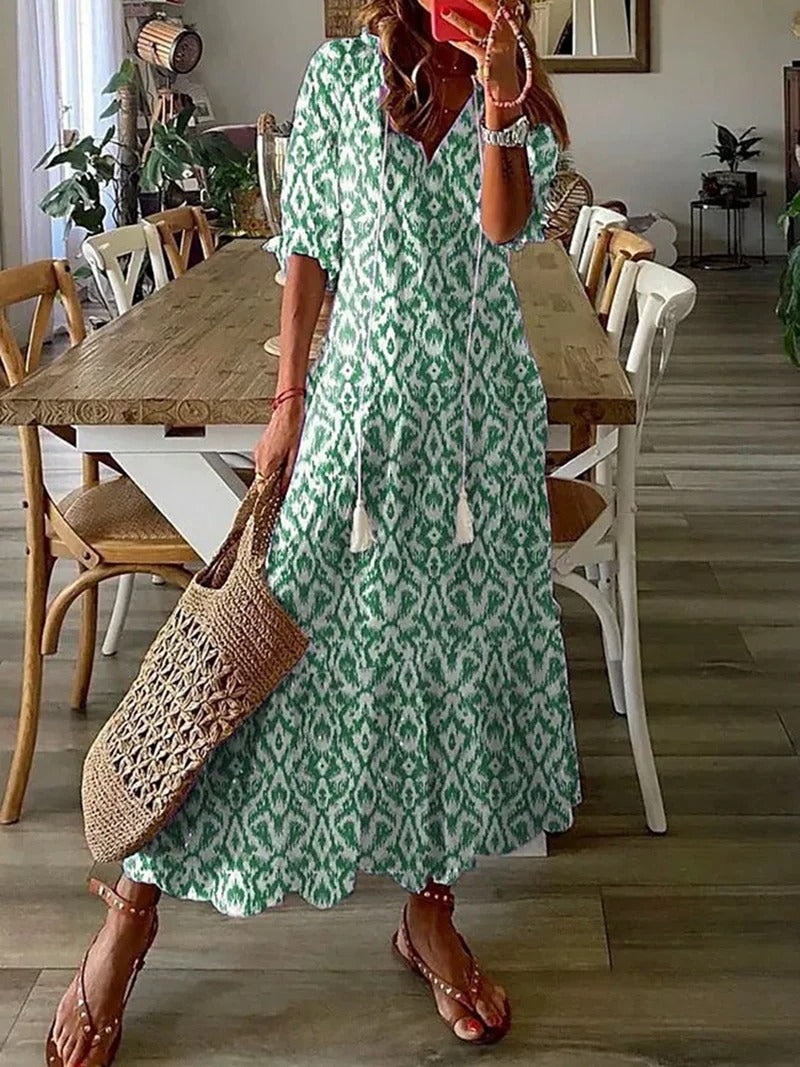 Maxi Abito Bohémien Donna | Stampa Floreale & Linea Scivolata