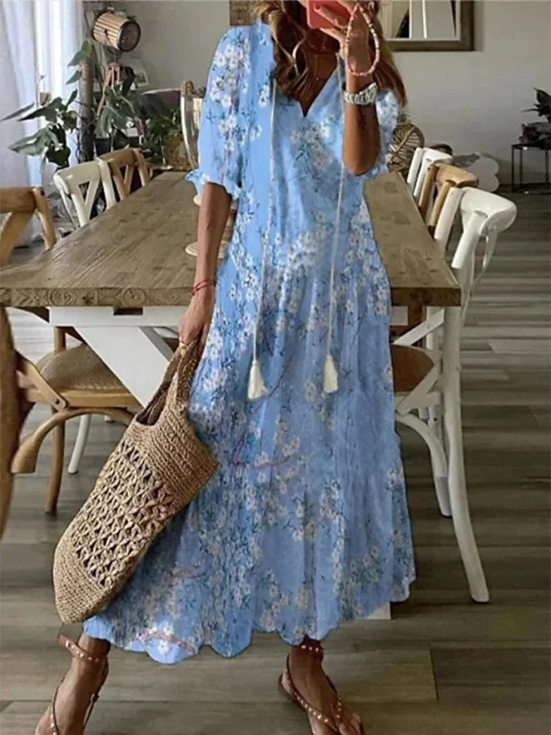 Maxi Abito Bohémien Donna | Stampa Floreale & Linea Scivolata