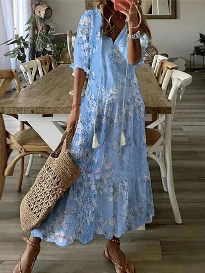 Maxi Abito Bohémien Donna | Stampa Floreale & Linea Scivolata