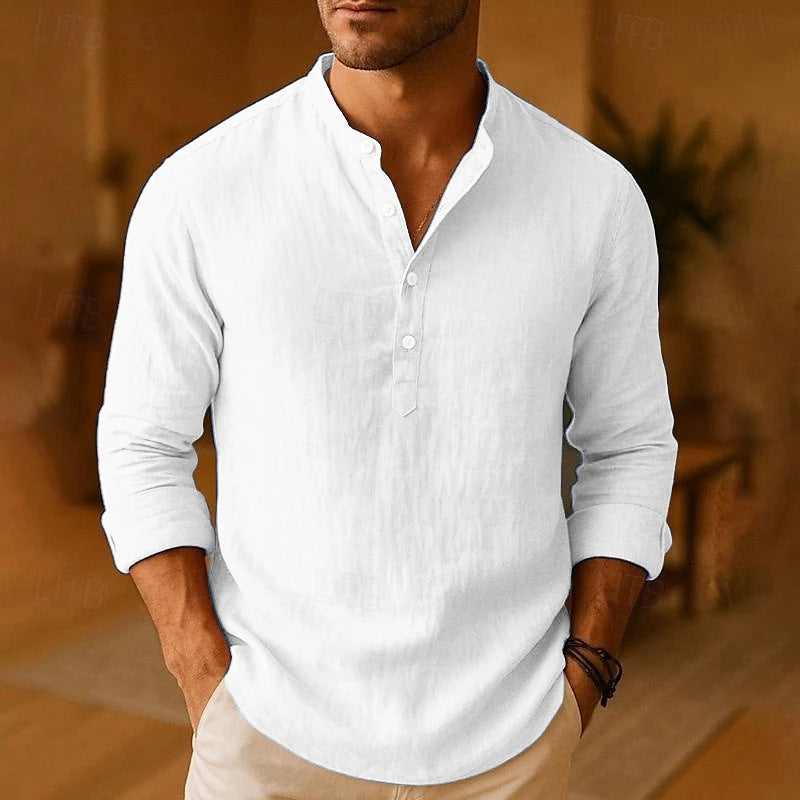 Camicia Uomo Collo alla Coreana Manica Lunga Classica