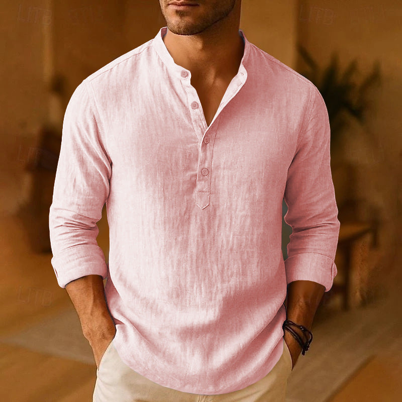 Camicia Uomo Collo alla Coreana Manica Lunga Classica