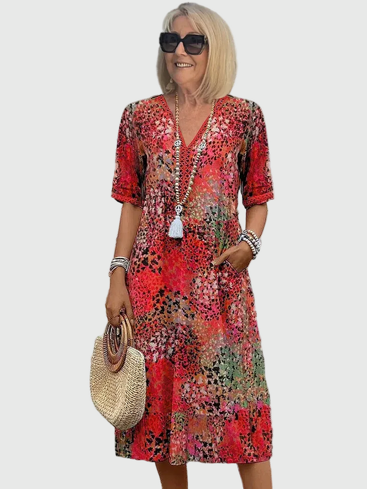 Midi abito floreale Donna | Scollo a V e tasche pratiche