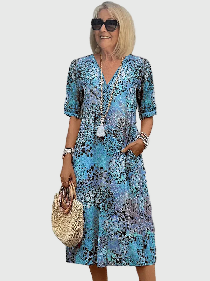 Midi abito floreale Donna | Scollo a V e tasche pratiche