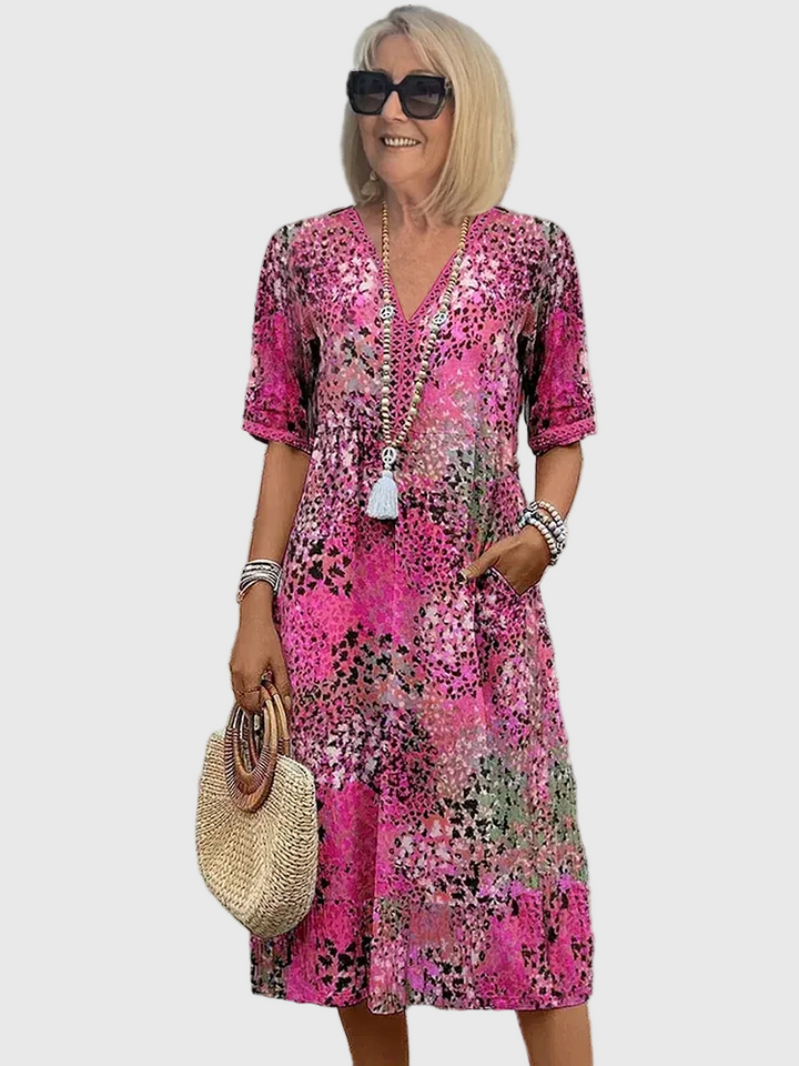 Midi abito floreale Donna | Scollo a V e tasche pratiche