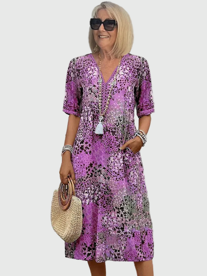Midi abito floreale Donna | Scollo a V e tasche pratiche