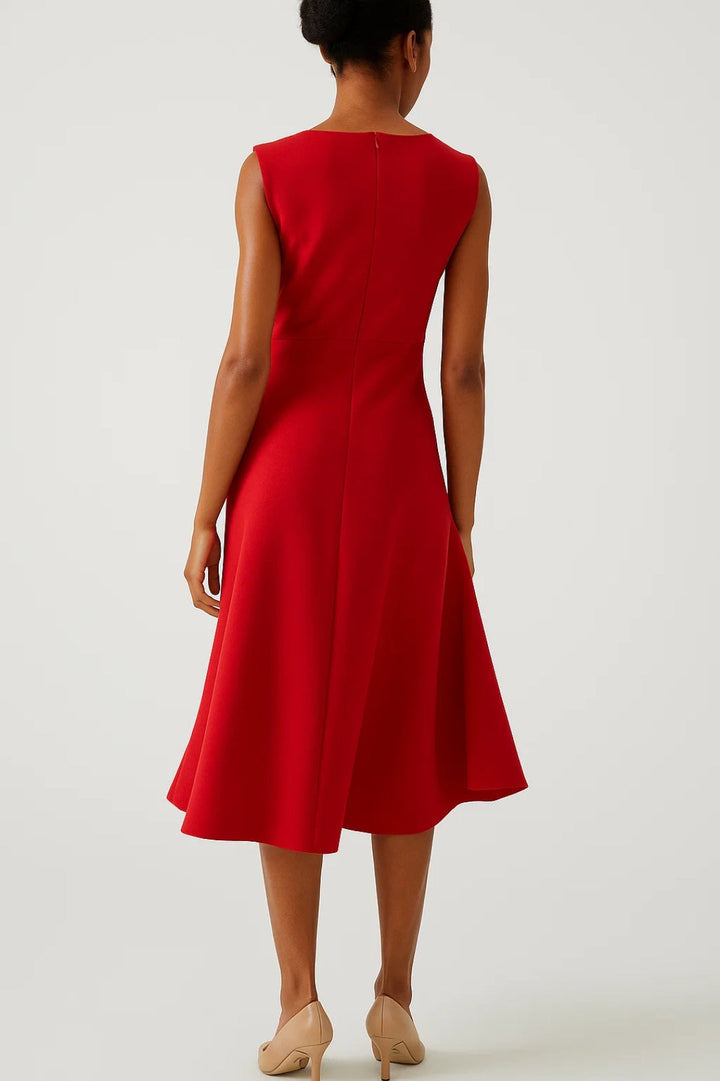 Abito Midi Donna Portafoglio Flowy Casual Manica Corta