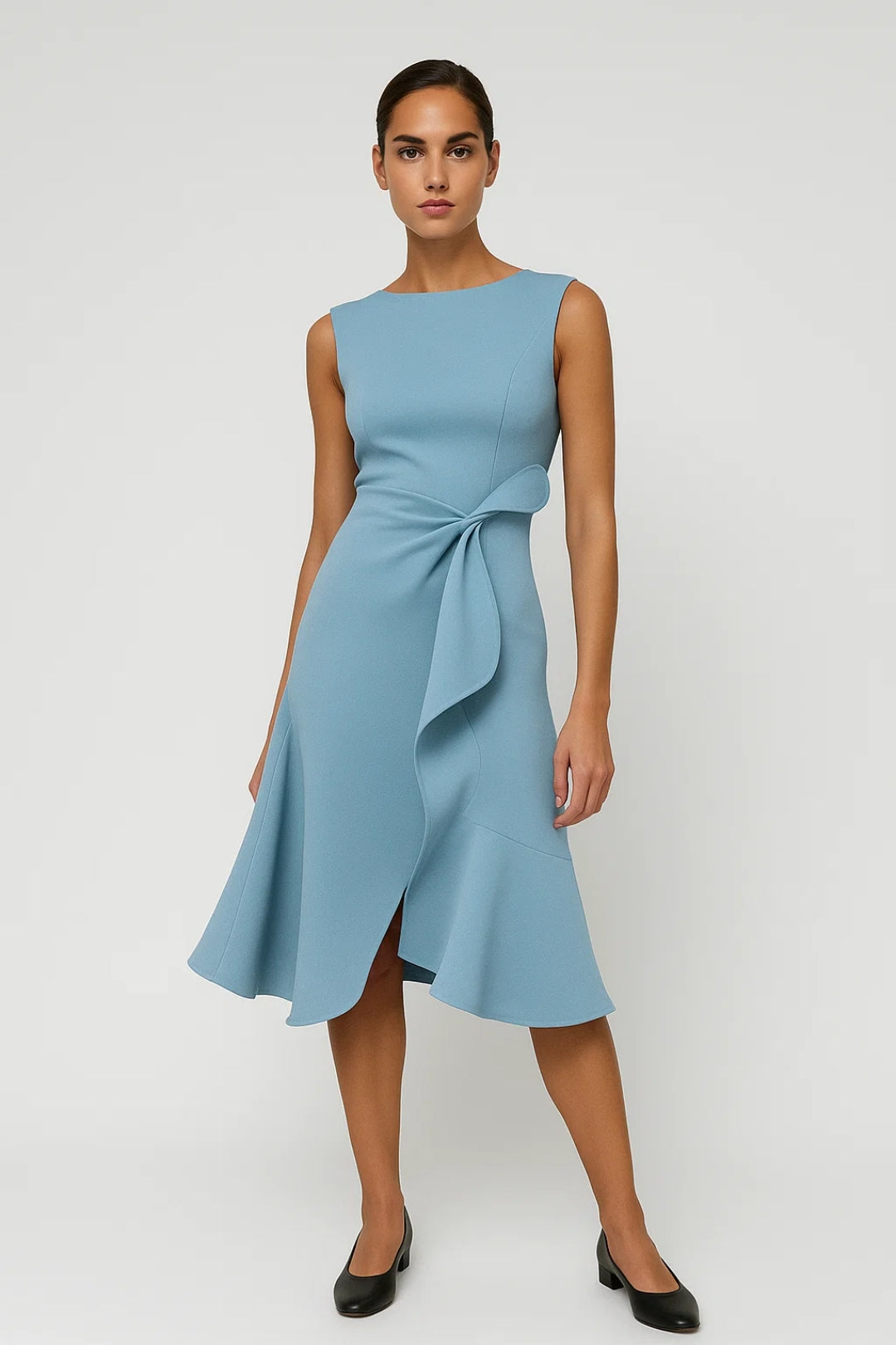 Abito Midi Donna Portafoglio Flowy Casual Manica Corta
