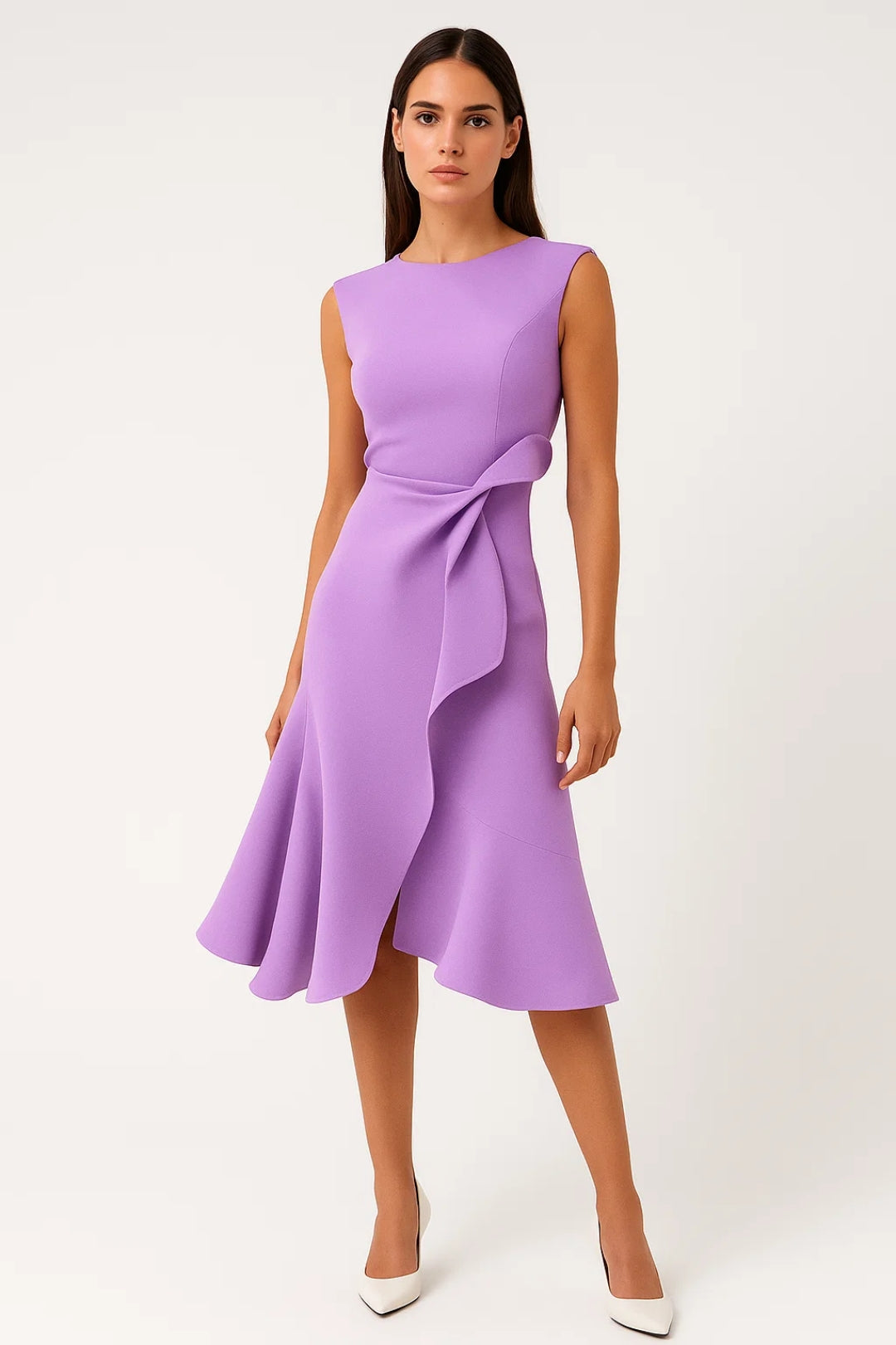 Abito Midi Donna Portafoglio Flowy Casual Manica Corta
