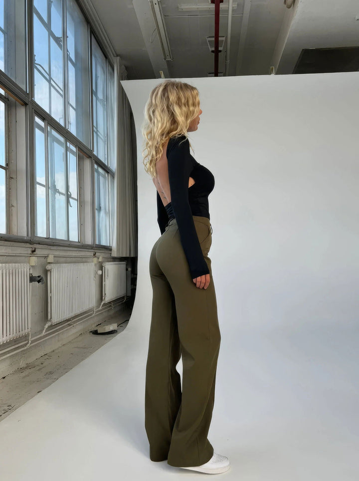 Migliore | Pantaloni A Gamba Larga Autunnali Verde