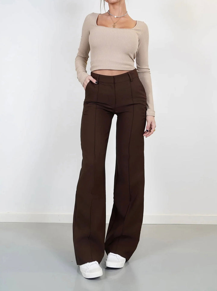 Migliore | Pantaloni A Gamba Larga Autunnali Marrone