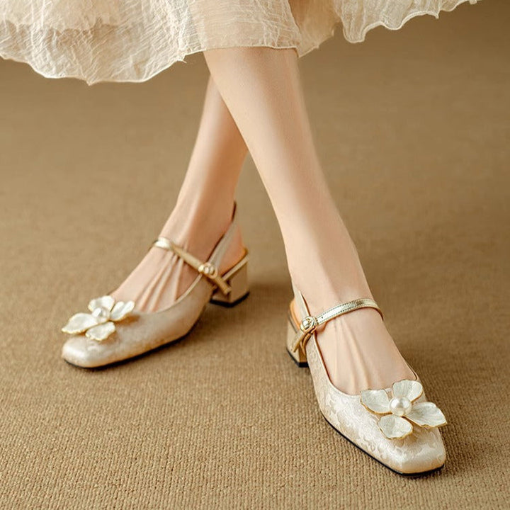 Mila | Scarpa da Donna Jacquard Floreale Mary Jane Punta Quadrata 3