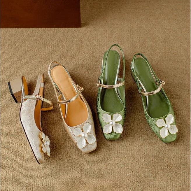 Mila | Scarpa da Donna Jacquard Floreale Mary Jane Punta Quadrata 8
