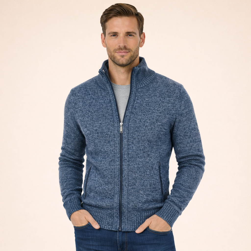 Maglione Uomo con Zip Integrale Vestibilità Comoda - Vesarelli