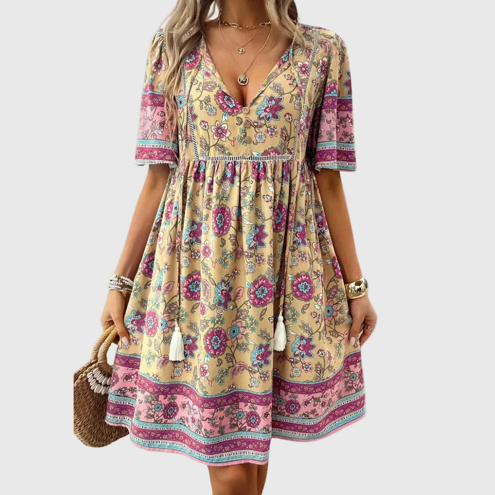Mini abito floreale Donna | Scollo a V e linea fluida valorizzante