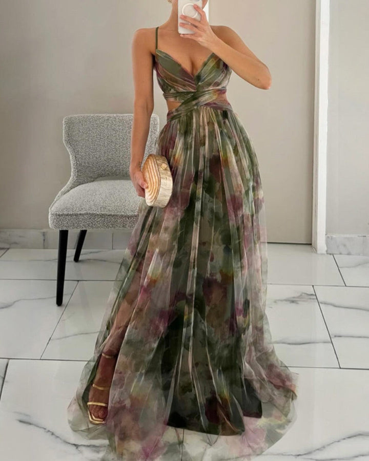 Mira | Elegante Abito Floreale Cerimonia in Chiffon Maxi 1