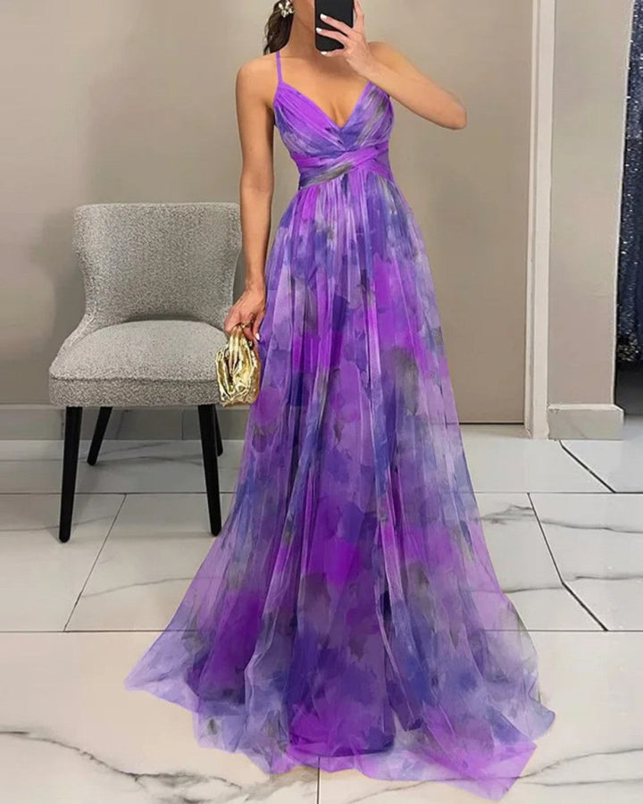 Mira | Elegante Abito Floreale Cerimonia in Chiffon Maxi 4