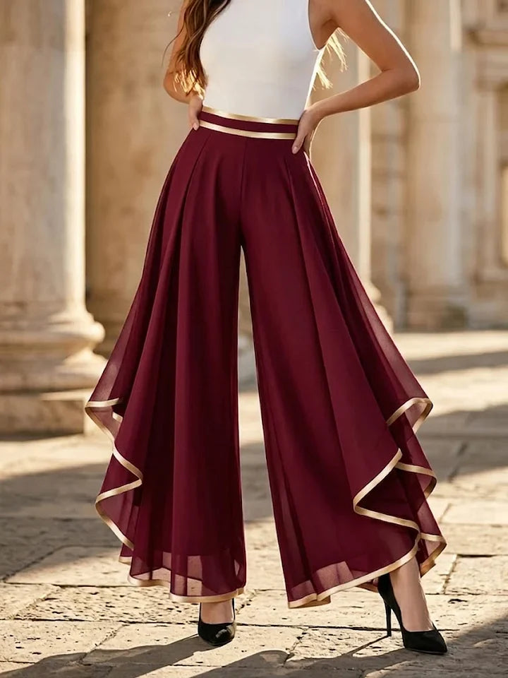 Mira | Eleganti Pantaloni Palazzo Donna con Dettagli Dorati e Silhouette Fluida 1