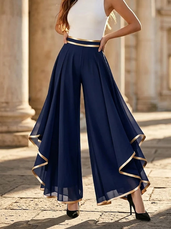 Mira | Eleganti Pantaloni Palazzo Donna con Dettagli Dorati e Silhouette Fluida 2