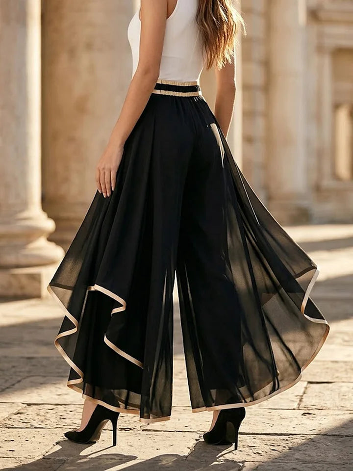Mira | Eleganti Pantaloni Palazzo Donna con Dettagli Dorati e Silhouette Fluida 3