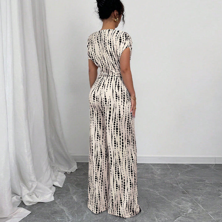 Mirella | Elegante Tuta Donna Monospalla con Stampa Astratta e Gamba Ampia 1