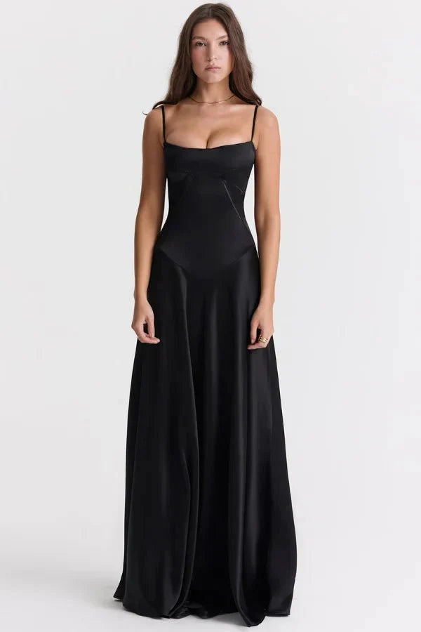 Abito lungo Donna in Raso di Seta Elegante
