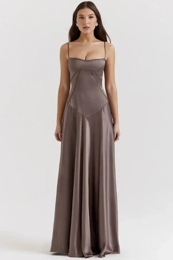 Abito lungo Donna in Raso di Seta Elegante