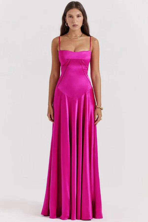 Abito lungo Donna in Raso di Seta Elegante
