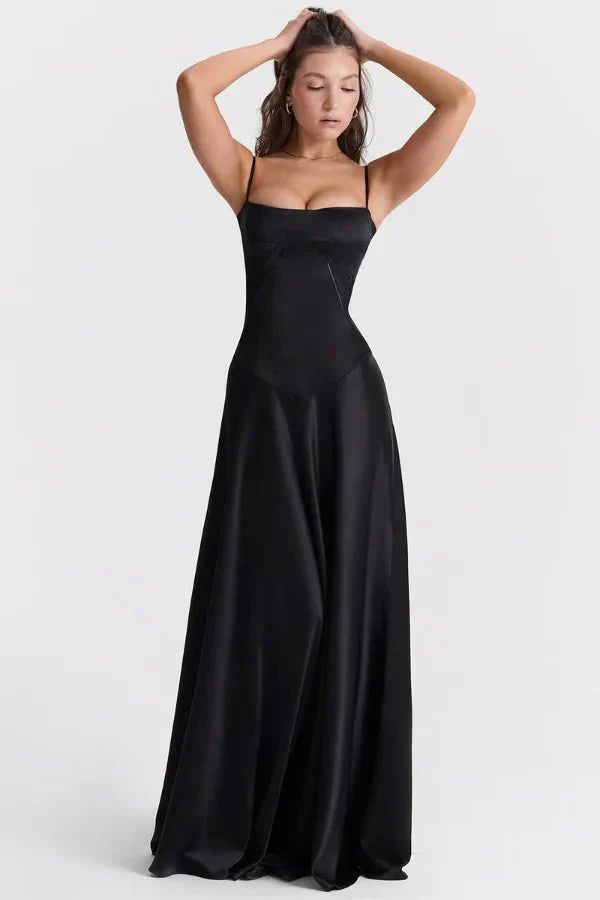 Abito lungo Donna in Raso di Seta Elegante