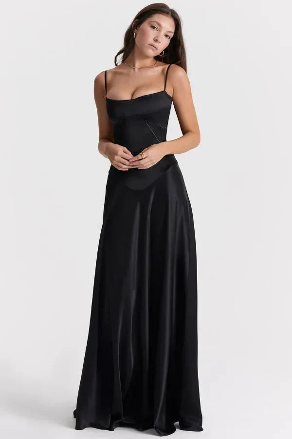Abito lungo Donna in Raso di Seta Elegante