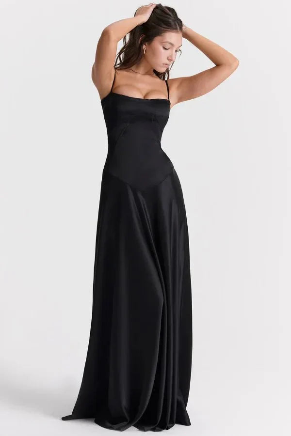 Abito lungo Donna in Raso di Seta Elegante
