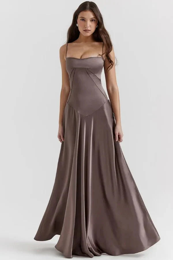 Abito lungo Donna in Raso di Seta Elegante