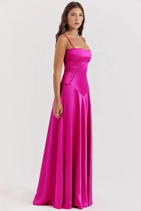 Abito lungo Donna in Raso di Seta Elegante