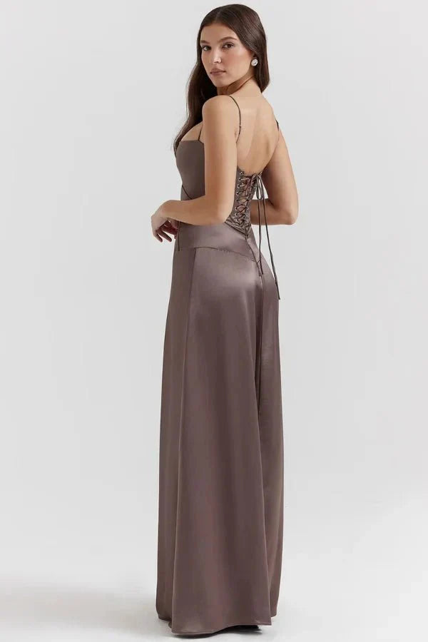 Abito lungo Donna in Raso di Seta Elegante