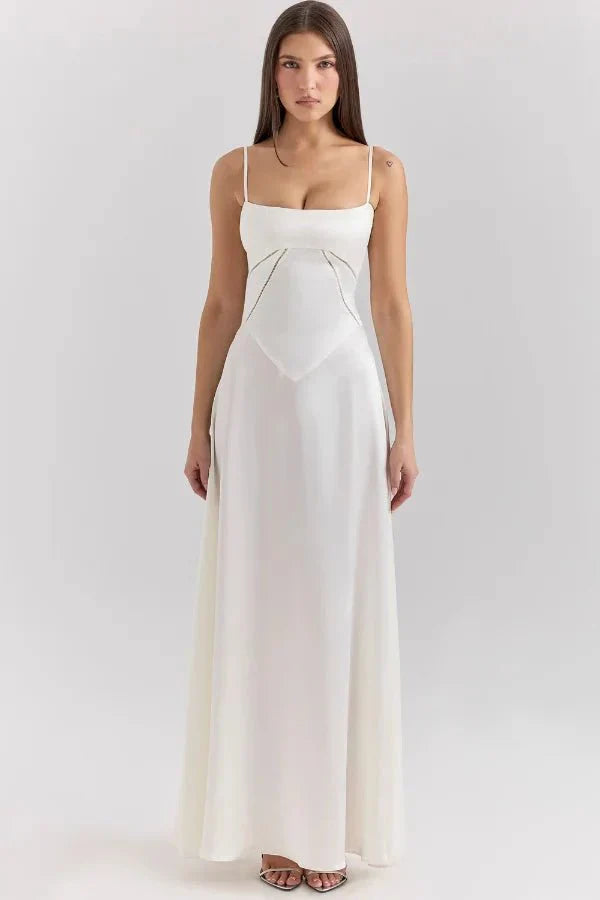 Abito lungo Donna in Raso di Seta Elegante