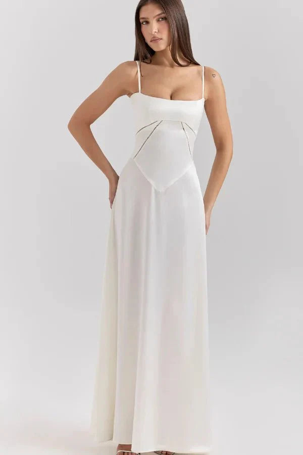 Abito lungo Donna in Raso di Seta Elegante