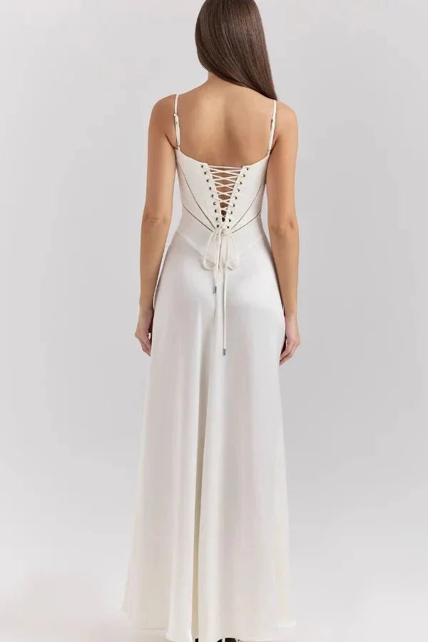 Abito lungo Donna in Raso di Seta Elegante