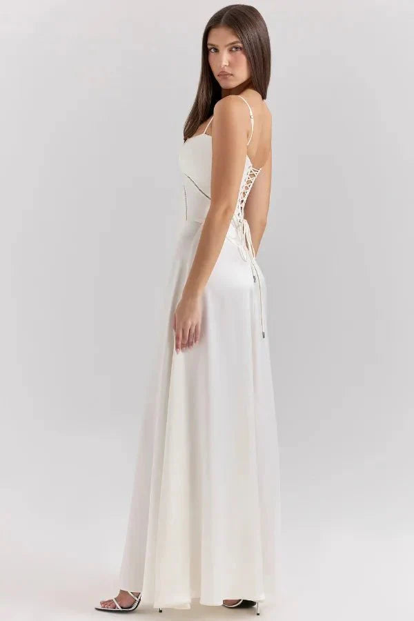 Abito lungo Donna in Raso di Seta Elegante