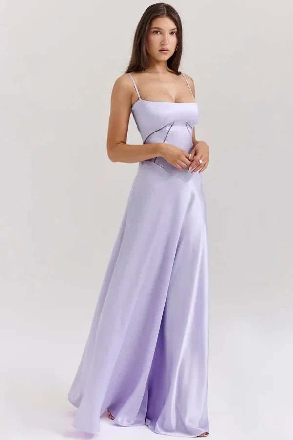 Abito lungo Donna in Raso di Seta Elegante